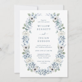 Elegante invitación a la boda floral azul turquesa
