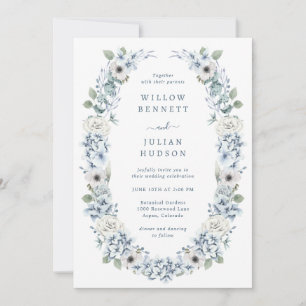 Elegante invitación a la boda floral azul turquesa