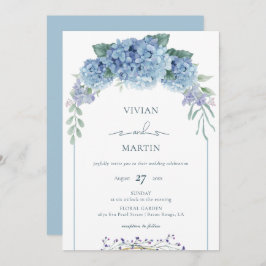 Elegante invitación a la boda floral azul turquesa