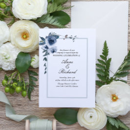 Elegante invitación a la boda floral azul turquesa