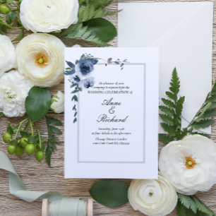 Elegante invitación a la boda floral azul turquesa