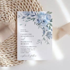 Elegante invitación a la boda floral azul turquesa