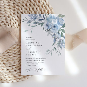 Elegante invitación a la boda floral azul turquesa