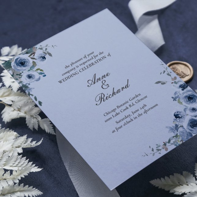 Elegante invitación a la boda floral azul turquesa (Subido por el creador)