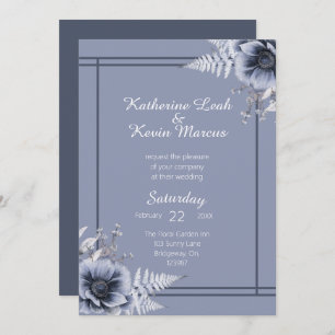 Elegante invitación a la boda floral azul turquesa