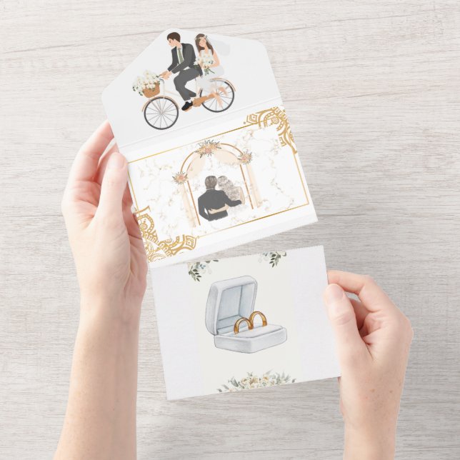 Elegante Invitación a la boda floral beige (desgarro)