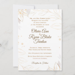 Elegante Invitación a la boda floral beige