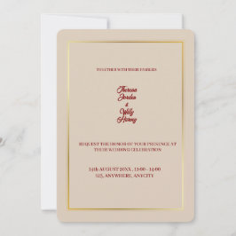 Elegante invitación a la boda floral beige y borgo