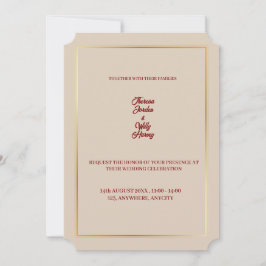 Elegante invitación a la boda floral beige y borgo