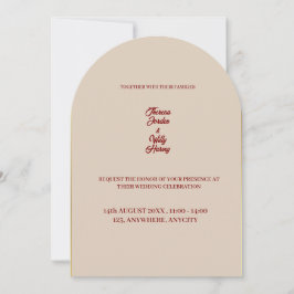 Elegante invitación a la boda floral beige y borgo