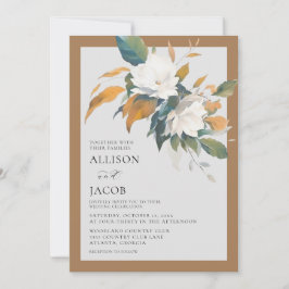 Elegante invitación a la boda floral blanca