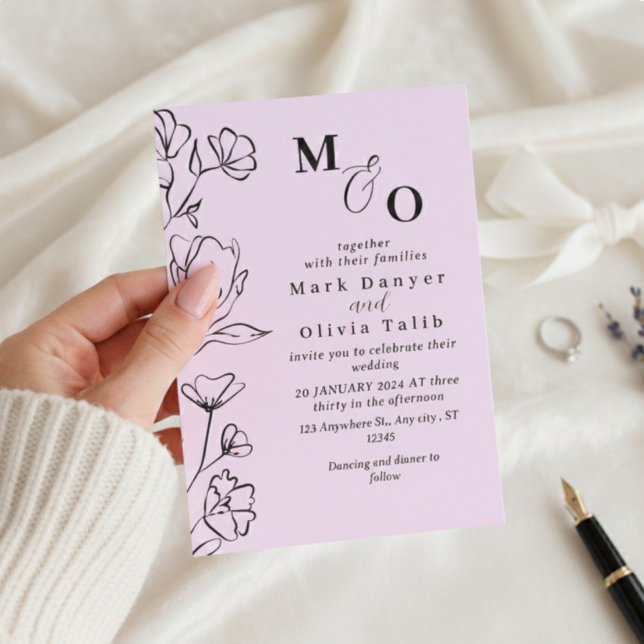 Elegante invitación a la boda floral blanca (Subido por el creador)
