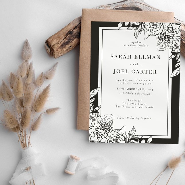 Elegante invitación a la boda floral blanca (Subido por el creador)