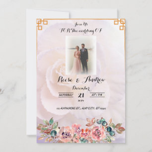 Elegante invitación a la boda floral blanca