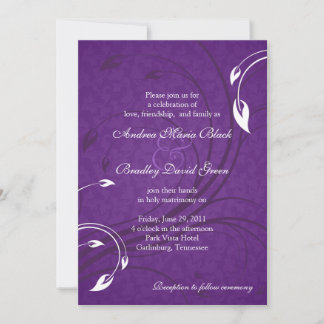 Elegante Invitación a la Boda Floral Blanca Púrpur