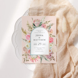 Elegante invitación a la boda floral bohemia en Ru