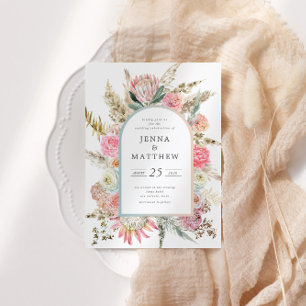 Elegante invitación a la boda floral bohemia en Ru