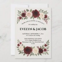 Elegante invitación a la boda floral borgoñona