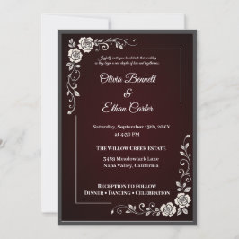 Elegante invitación a la boda floral borgoñona