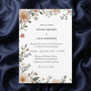 Elegante invitación a la boda floral   Botánico Rú