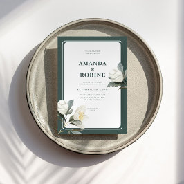 Elegante Invitación a la Boda Floral Camellia Blan