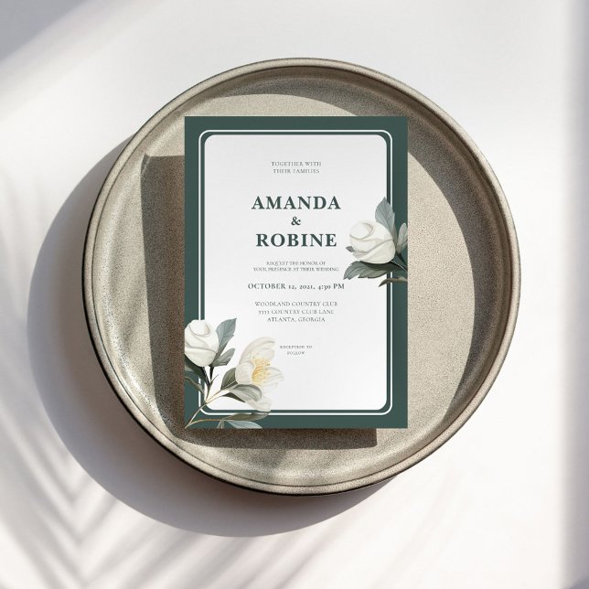 Elegante Invitación a la Boda Floral Camellia Blan (Subido por el creador)