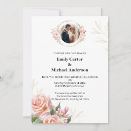 Elegante invitación a la boda floral con acento do