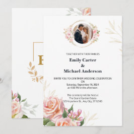 Elegante invitación a la boda floral con acento do