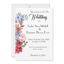 Elegante invitación a la boda floral con acuarela