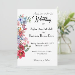 Elegante invitación a la boda floral con acuarela