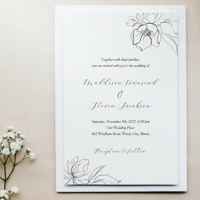Elegante Invitación a la Boda Floral con Mano Dibu (Subido por el creador)