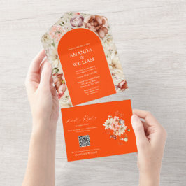 Elegante invitación a la boda floral con tarjeta R