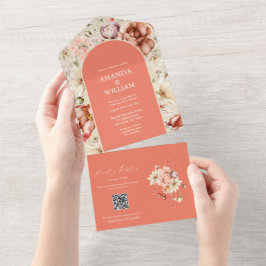 Elegante invitación a la boda floral con tarjeta R