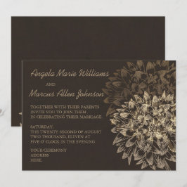 Elegante invitación a la boda floral Dahlia Brown