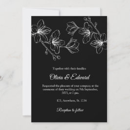 Elegante invitación a la boda floral de arte de la