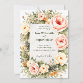 Elegante Invitación a la boda floral de color de a