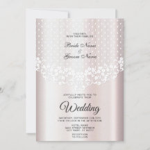 Elegante invitación a la boda floral de encaje bla
