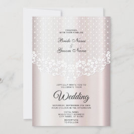 Elegante invitación a la boda floral de encaje bla