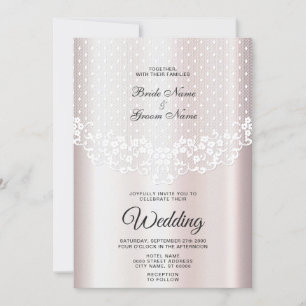 Elegante invitación a la boda floral de encaje bla