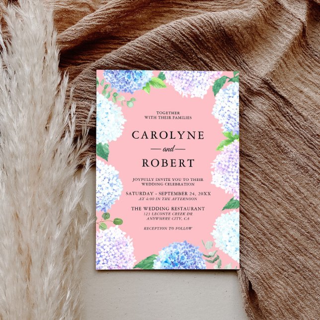 Elegante Invitación a la Boda Floral de Hydrangea (Subido por el creador)