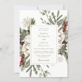 Elegante Invitación a la Boda Floral de Invierno