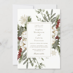 Elegante Invitación a la Boda Floral de Invierno