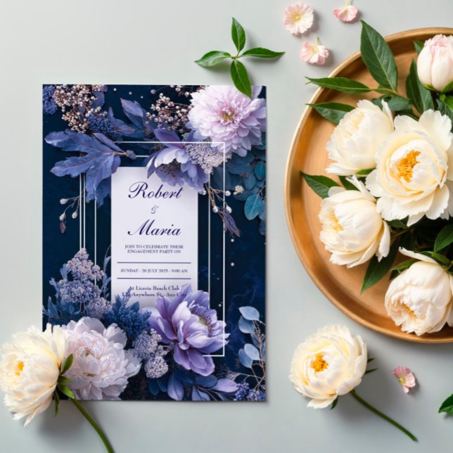 Elegante invitación a la boda floral de la marina  (Subido por el creador)
