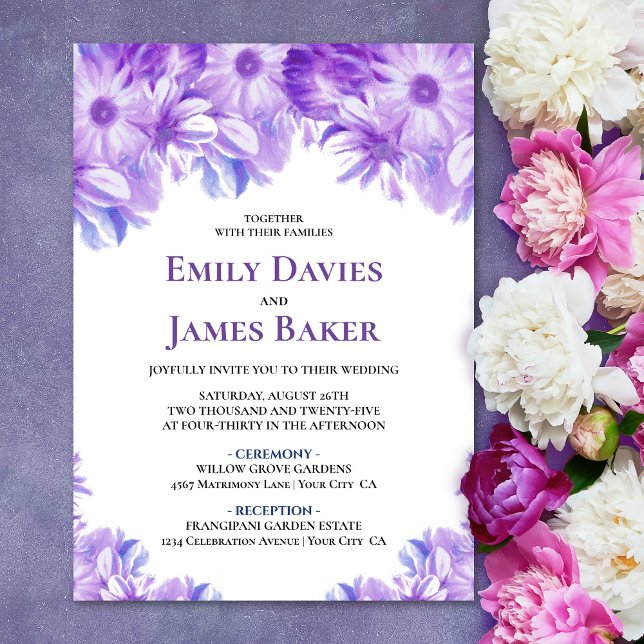 Elegante Invitación a la Boda Floral de Lavanda (Subido por el creador)