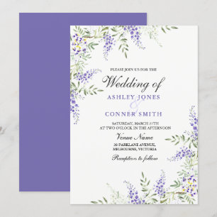 Elegante Invitación a la Boda Floral de Lavanda Pú