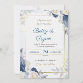 Elegante invitación a la boda floral de marfil y a
