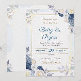 Elegante invitación a la boda floral de marfil y a