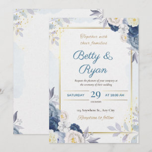 Elegante invitación a la boda floral de marfil y a