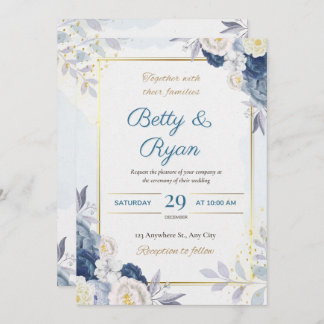 Elegante invitación a la boda floral de marfil y a
