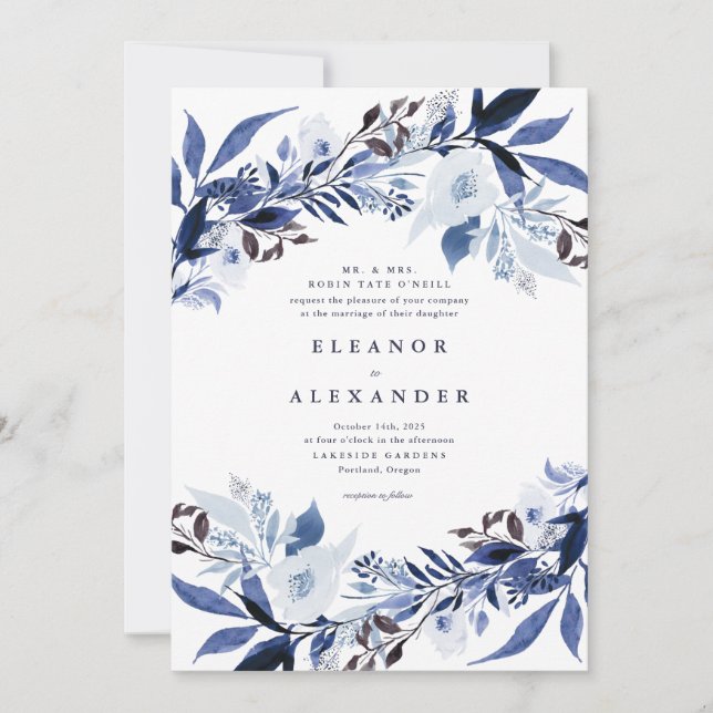 Elegante invitación a la boda floral de Melange (Anverso)